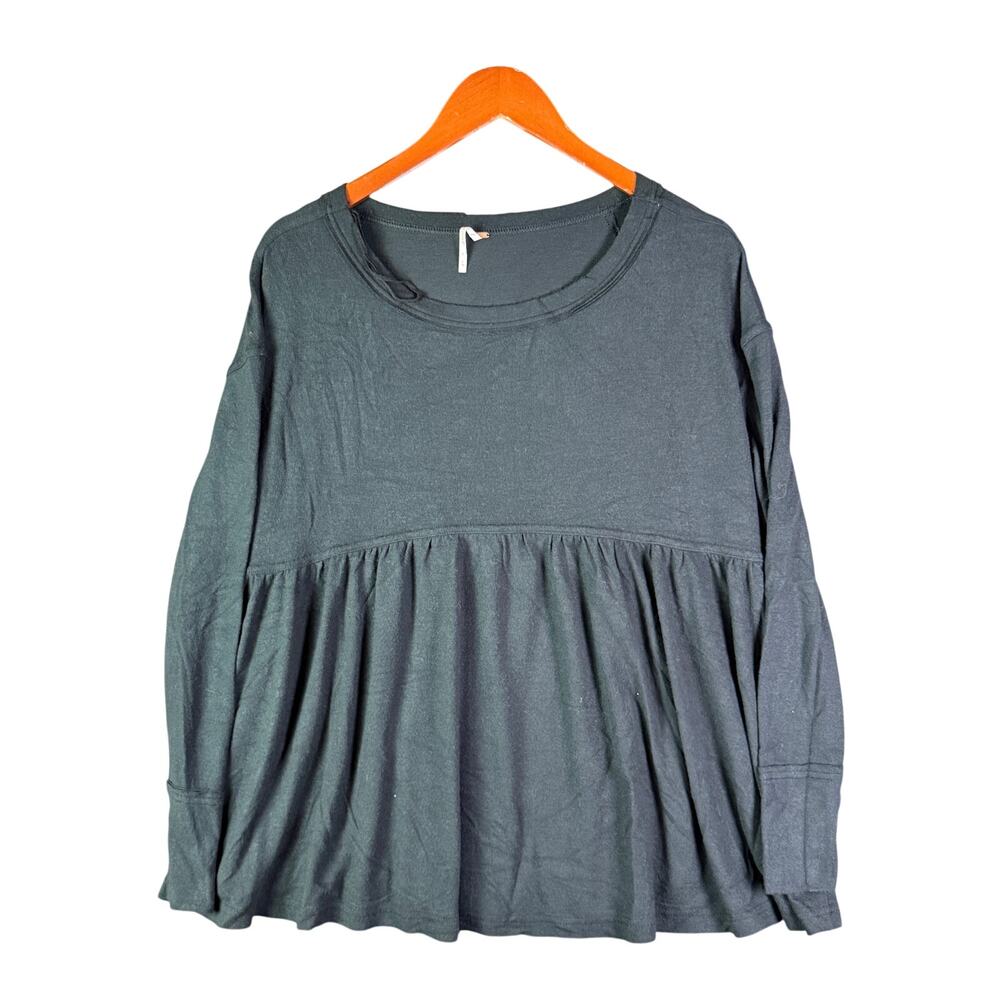 Free People Forever Your Girl Babydoll Tunic Top Dark Garnet Black Womens XS EUC